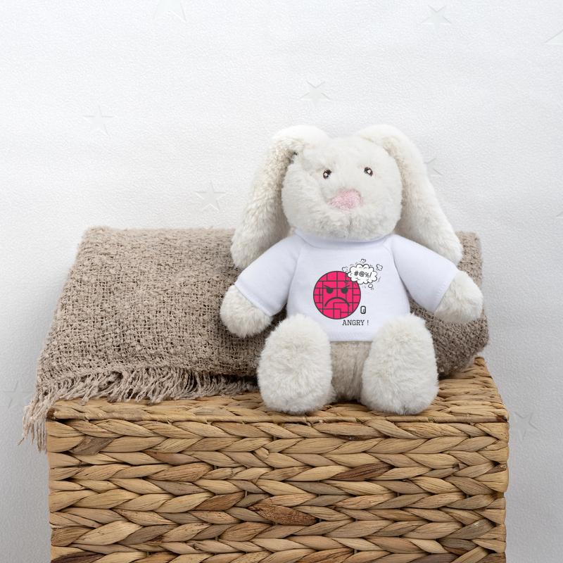 Angry with Wall Pattern and Frustration Expression MiniFeet® RecycelHase® Bunny Cream