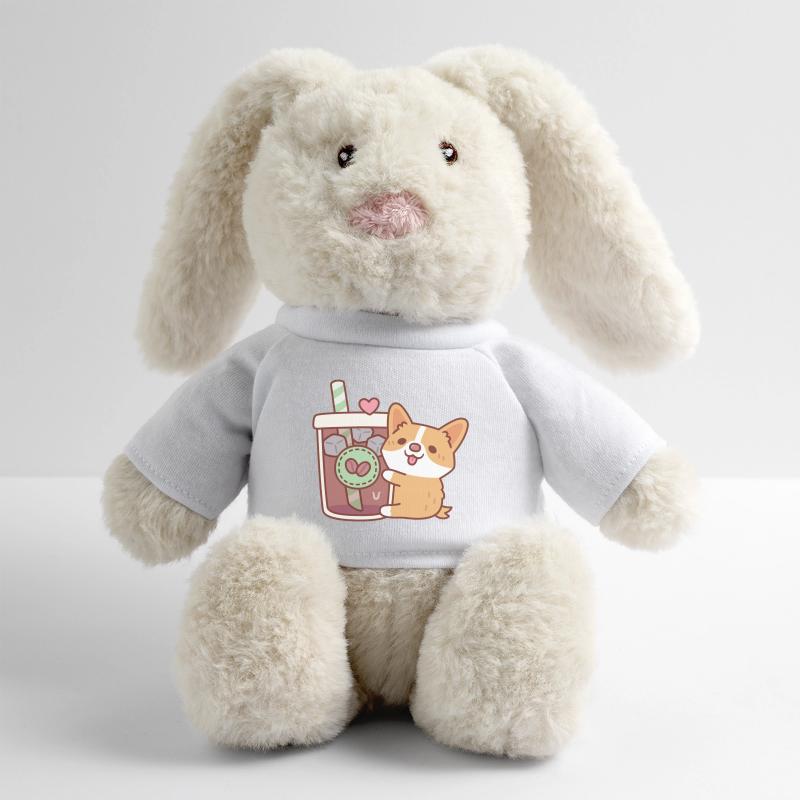 Süßer Corgi Welpe Umarmt Eiskaffee MiniFeet® RecycelHase® Creme