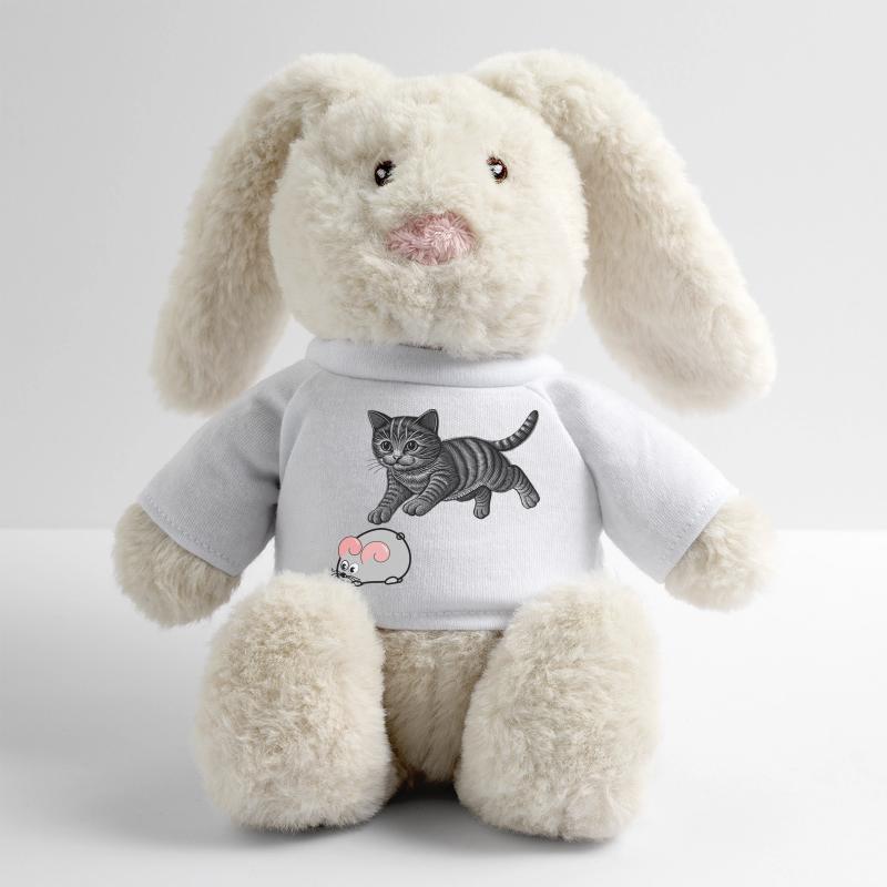 jeu du chat et de la souris Lapin en peluche recyclé MiniFeet® Crème