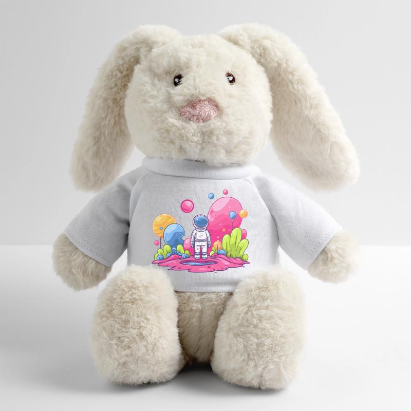 Astronaute dans l’espace rose Lapin en peluche recyclé MiniFeet® Crème
