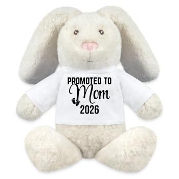 Promoted to Mom 2026 – Neue Mutter 2026 Design - MiniFeet® RecycelHase® Creme - Weiß - Vorne