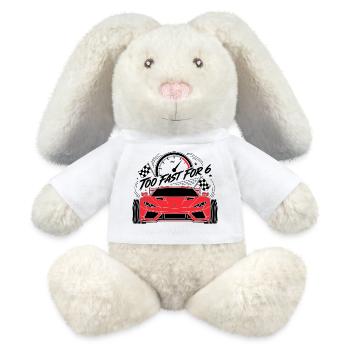 Trop rapide pour 6 voitures de course rouges - Lapin en peluche recyclé MiniFeet® Crème - blanc - Devant