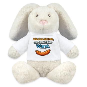 Alles hat ein Ende nur du bist eine Wurst - MiniFeet® RecycelHase® Creme - Weiß - Vorne