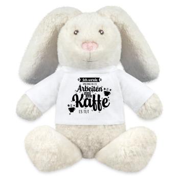 Kaffee_Spruch - MiniFeet® RecycelHase® Creme - Weiß - Vorne
