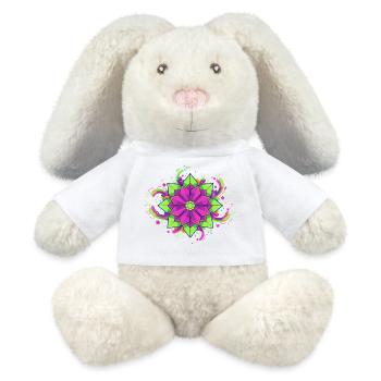Colorful Mandala Blossom - MiniFeet® RecycelHase® Bunny Cream - white - Front