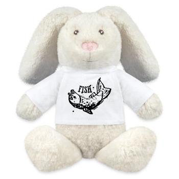 Fish ink art logo looking outline - MiniFeet® RecycelHase® Bunny Cream - white - Front