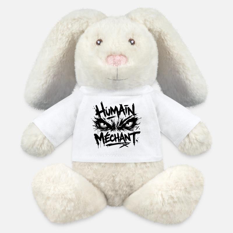Evil Human Look Black Pattern - MiniFeet® RecycelHase® Bunny Cream - white