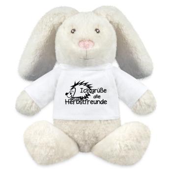 Herbstfreunde Herbst Igel Spruch Geschenk lustig - MiniFeet® RecycelHase® Creme - Weiß - Vorne