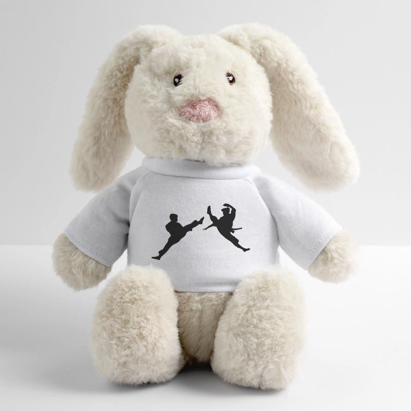 Zwei fliegende Karate-Kick oder Teakwondo-Kick MiniFeet® RecycelHase® Creme