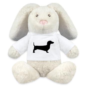 Silhouette d’un teckel à poil court - Lapin en peluche recyclé MiniFeet® Crème - blanc - Devant