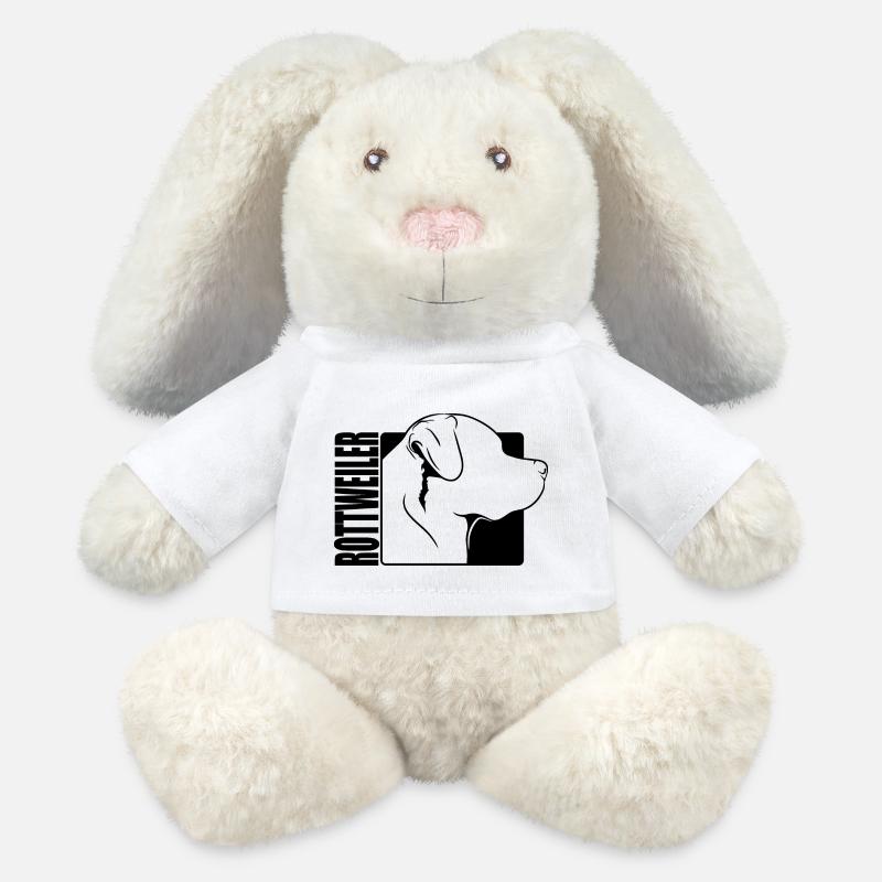 Rottweiler Profil Hunde Hund Wilsigns - MiniFeet® RecycelHase® Creme - Weiß