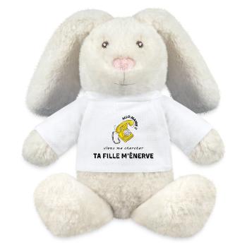 allo mamie viens me chercher ta fille m’énerve - Lapin en peluche recyclé MiniFeet® Crème - blanc - Devant