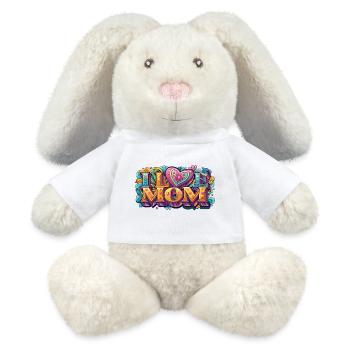I Love Mom: Bunter Retro-Schriftzug - MiniFeet® RecycelHase® Creme - Weiß - Vorne