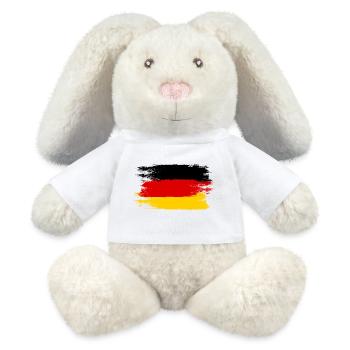 Drapeau de l’Allemagne, Vive l’Allemagne, symbole d’unité - Lapin en peluche recyclé MiniFeet® Crème - blanc - Devant