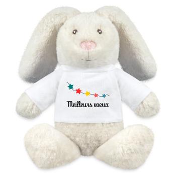 HAPPY NEW YEAR. BONNE ANNEE. MEILLEURS VOEUX - Lapin en peluche recyclé MiniFeet® Crème - blanc - Devant
