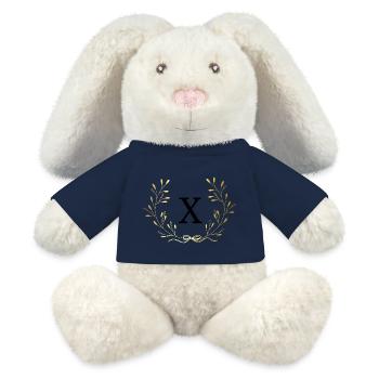 Buchstabe x Goldene Blumenkrone - MiniFeet® RecycelHase® Creme - French Navy - Vorne