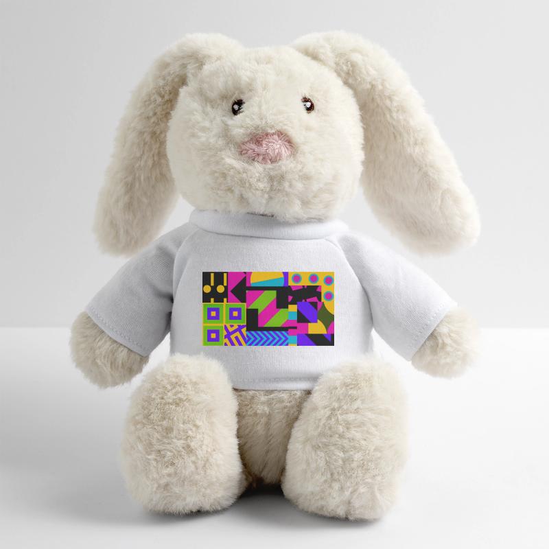 Nova Neon Geometry Lapin en peluche recyclé MiniFeet® Crème