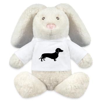 Dackel Hund Silhouette - MiniFeet® RecycelHase® Creme - Weiß - Vorne