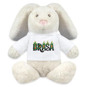 T-shirt Brésil avec flammes – Motif de football samba - Lapin en peluche recyclé MiniFeet® Crème - blanc - Devant