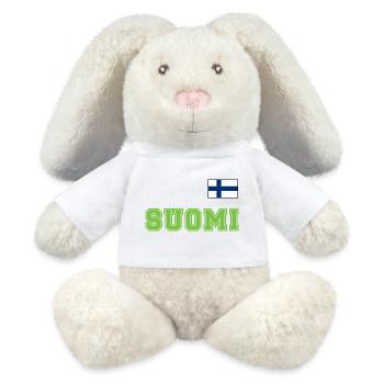FINNLAND - SUOMI Trikot Look - Flagge auf Brust - MiniFeet® RecycelHase® Creme - Weiß - Vorne