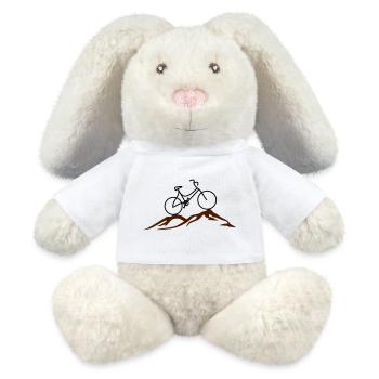 On mountain bike - MiniFeet® RecycelHase® Bunny Cream - white - Front