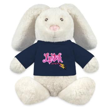 Rouge à lèvres amoureux - Lapin en peluche recyclé MiniFeet® Crème - bleu marine - Devant