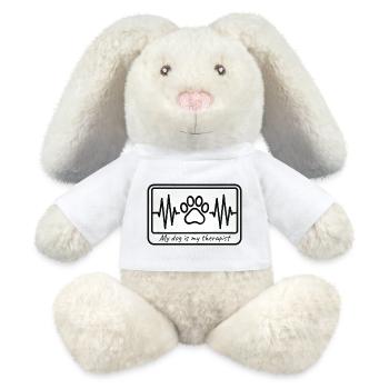 My dog is my therapist - Hearbeat&Pawprint Design - MiniFeet® RecycelHase® Bunny Cream - white - Front