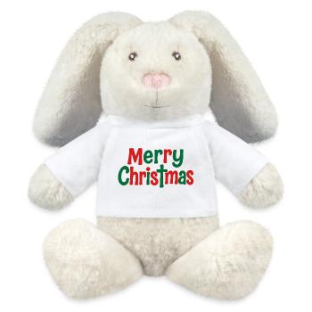 Merry Christmas Lettering Colorful - MiniFeet® RecycelHase® Bunny Cream - white - Front