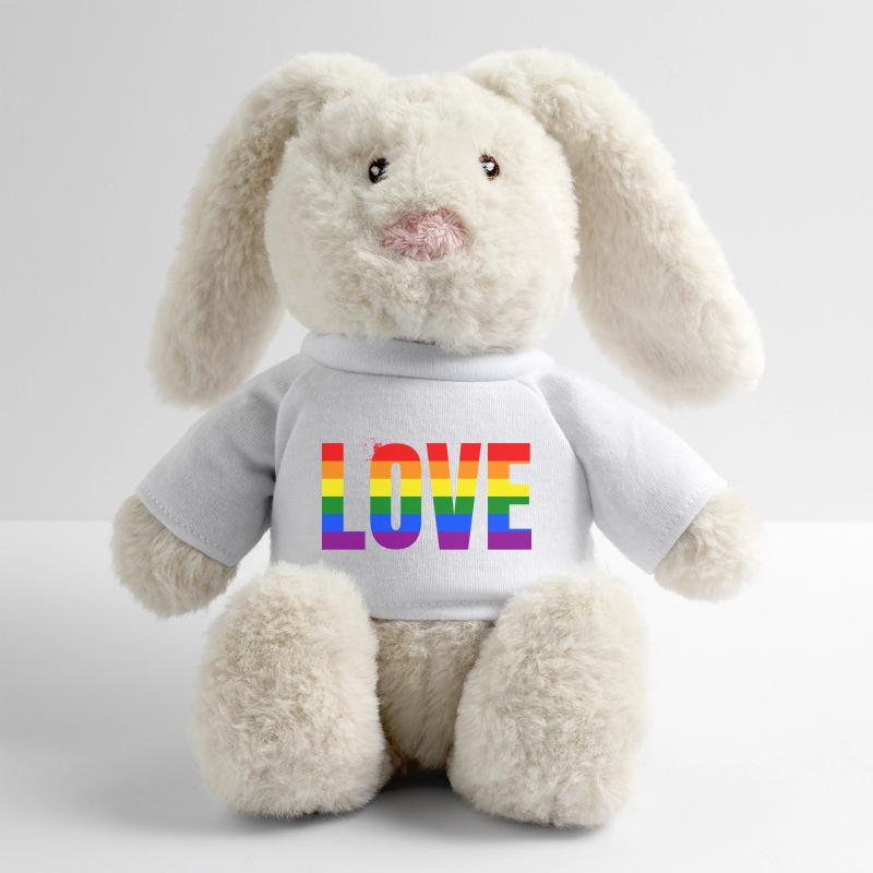 LOVE Rainbow Statement – Bold Equality Message MiniFeet® RecycelHase® Bunny Cream