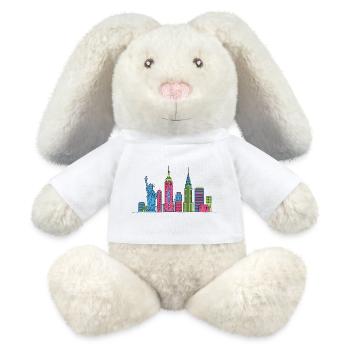 New York City Skyline Liberty Line Kunst - MiniFeet® RecycelHase® Creme - Weiß - Vorne