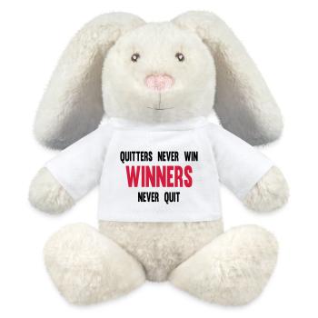 Quitters Never Win Winners Never Quit - MiniFeet® RecycelHase® Creme - Weiß - Vorne
