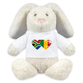 Afrique du Sud Mali Drapeau Coeur Utilisé - Lapin en peluche recyclé MiniFeet® Crème - blanc - Devant