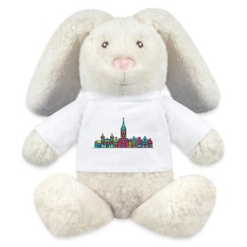 Ligne de la silhouette de la ville de Nimègue Waal Bridge - Lapin en peluche recyclé MiniFeet® Crème - blanc - Devant