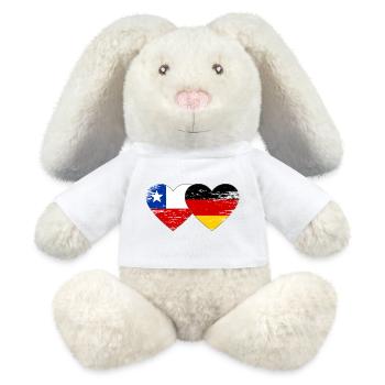 Cœur du drapeau Chili-Allemagne - Lapin en peluche recyclé MiniFeet® Crème - blanc - Devant