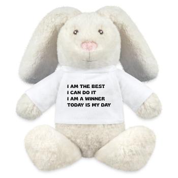 Affirmations puissantes - Lapin en peluche recyclé MiniFeet® Crème - blanc - Devant