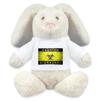 Attention Biohazard brique mur affiche - Lapin en peluche recyclé MiniFeet® Crème - blanc - Devant