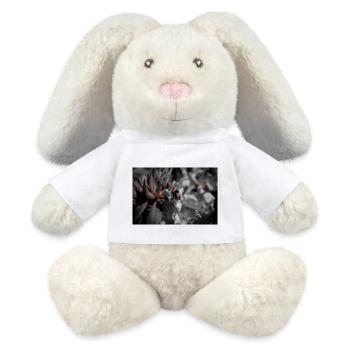 Hummel bei der Nektarernte - MiniFeet® RecycelHase® Creme - Weiß - Vorne