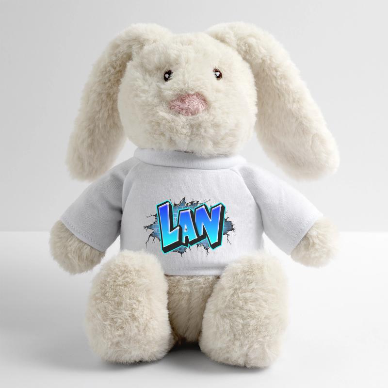 Graffiti Lan Blaue Ziegel Risse MiniFeet® RecycelHase® Creme