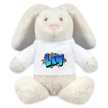 Graffiti LAN fissures briques jaune - Lapin en peluche recyclé MiniFeet® Crème - blanc - Devant