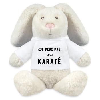 cadeau humour Je peux pas j'ai karaté - Lapin en peluche recyclé MiniFeet® Crème - blanc - Devant