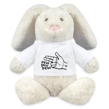 Funny Pew Pew Tees Pretend Hand Gun Noise | Gamer - MiniFeet® RecycelHase® Bunny Cream - white - Front