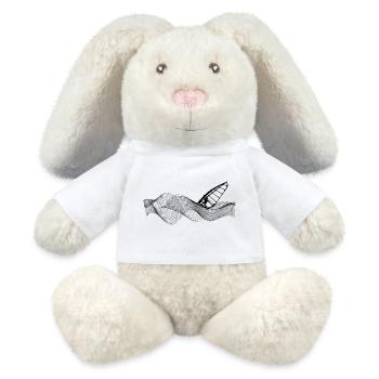 Véliplanchiste sur structure de vagues - Lapin en peluche recyclé MiniFeet® Crème - blanc - Devant