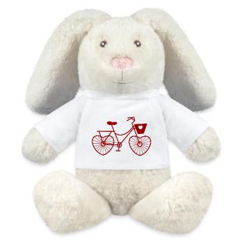 Fahrrad Liebe / Bike Lover / Valentinstag - MiniFeet® RecycelHase® Creme - Weiß - Vorne