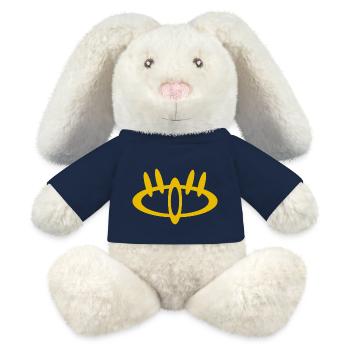 Motif N°2 - Lapin en peluche recyclé MiniFeet® Crème - bleu marine - Devant