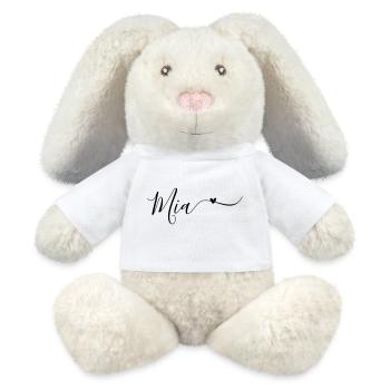 Mia Nom Prénom Décoratif - Lapin en peluche recyclé MiniFeet® Crème - blanc - Devant