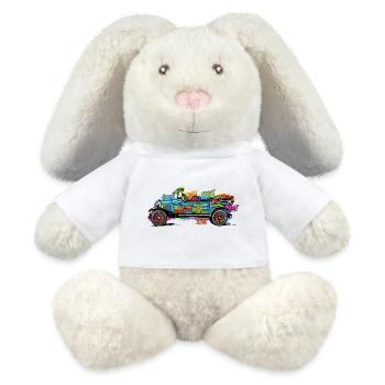 Buntes Comic Auto/ Oldtimer Vintage Druck - MiniFeet® RecycelHase® Creme - Weiß - Vorne