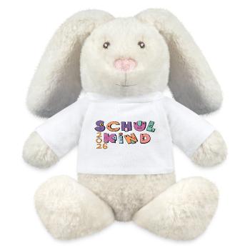 Schulkind 2026  Bunte Buchstaben - MiniFeet® RecycelHase® Creme - Weiß - Vorne