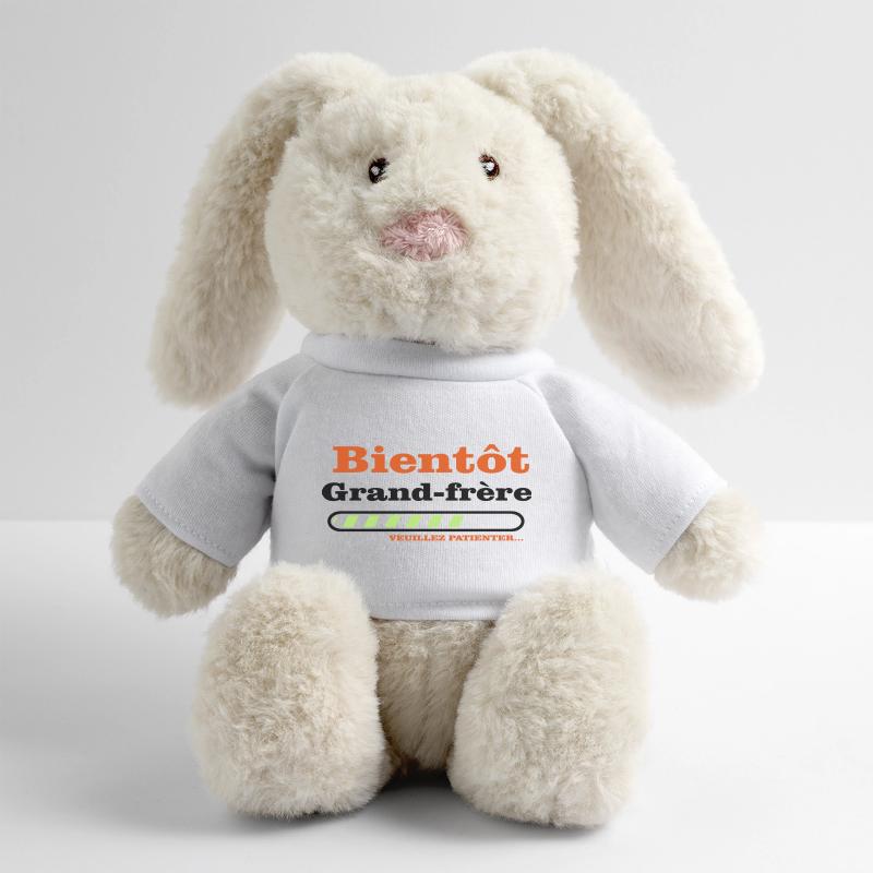 Bientôt grand frere Lapin en peluche recyclé MiniFeet® Crème