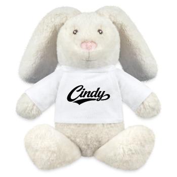 Cindy name first last family gifts - MiniFeet® RecycelHase® Bunny Cream - white - Front