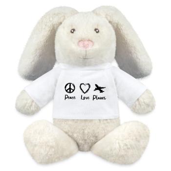 Ich liebe Flugzeuge - MiniFeet® RecycelHase® Creme - Weiß - Vorne